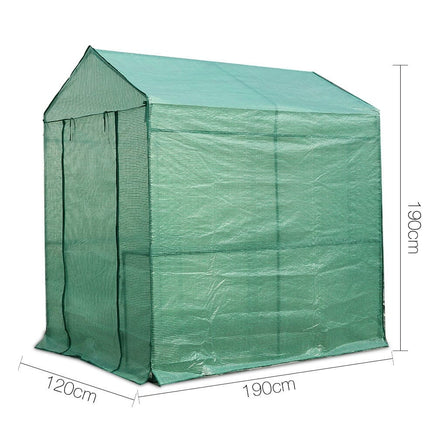 Green Fingers Greenhouse 1.2x1.9x1.9M Walk in Green House Tunnel Plant Garden Shed 4 Shelves Home & Garden Kings Warehouse 