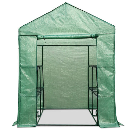 Green Fingers Greenhouse 1.4x1.55x2M Walk in Green House Tunnel Plant Garden Shed 8 Shelves Home & Garden Kings Warehouse 
