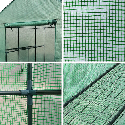 Green Fingers Greenhouse 1.4x1.55x2M Walk in Green House Tunnel Plant Garden Shed 8 Shelves Home & Garden Kings Warehouse 