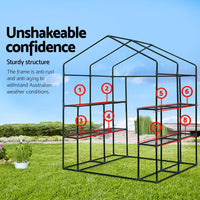Green Fingers Greenhouse 1.4x1.55x2M Walk in Green House Tunnel Plant Garden Shed 8 Shelves Home & Garden Kings Warehouse 