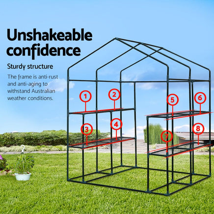 Green Fingers Greenhouse 1.4x1.55x2M Walk in Green House Tunnel Plant Garden Shed 8 Shelves Home & Garden Kings Warehouse 