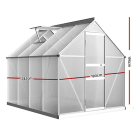 Green Fingers Greenhouse 2.42x1.9x1.95M Aluminium Polycarbonate Green House Garden Shed Home & Garden Kings Warehouse