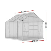 Green Fingers Greenhouse 2.42x2.5x2.26M Aluminium Double Doors Green House Garden Shed Home & Garden Kings Warehouse 