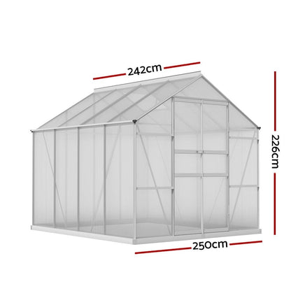 Green Fingers Greenhouse 2.42x2.5x2.26M Aluminium Double Doors Green House Garden Shed Home & Garden Kings Warehouse 