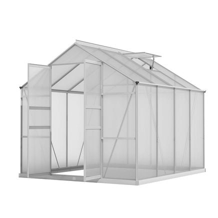 Green Fingers Greenhouse 2.42x2.5x2.26M Aluminium Double Doors Green House Garden Shed Home & Garden Kings Warehouse 
