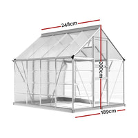 Green Fingers Greenhouse 2.48x1.89x2M Aluminium Polycarbonate Green House Garden Shed Home & Garden Kings Warehouse 