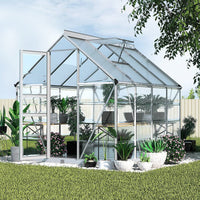 Green Fingers Greenhouse 2.48x1.89x2M Aluminium Polycarbonate Green House Garden Shed Home & Garden Kings Warehouse 