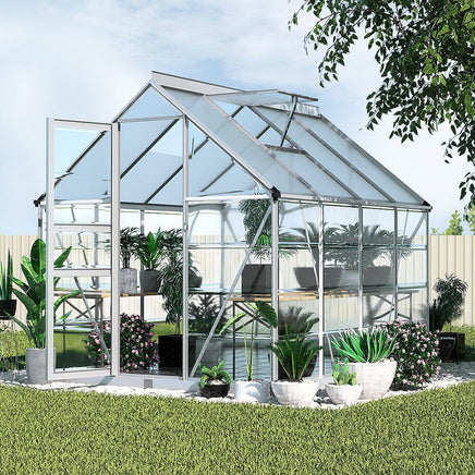 Green Fingers Greenhouse 2.48x1.89x2M Aluminium Polycarbonate Green House Garden Shed Home & Garden Kings Warehouse 