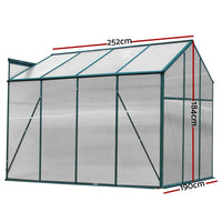 Green Fingers Greenhouse 2.52x1.9x1.83M Aluminium Polycarbonate Green House Garden Shed Home & Garden Kings Warehouse 