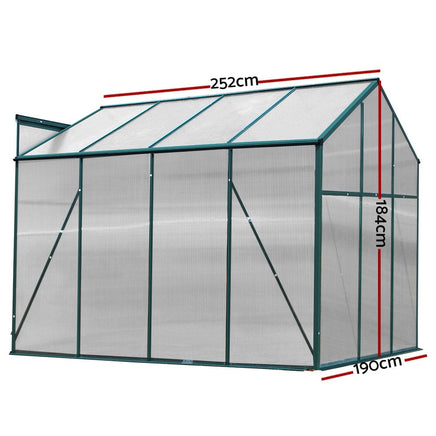 Green Fingers Greenhouse 2.52x1.9x1.83M Aluminium Polycarbonate Green House Garden Shed Home & Garden Kings Warehouse 