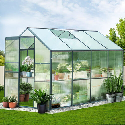 Green Fingers Greenhouse 2.52x1.9x1.83M Aluminium Polycarbonate Green House Garden Shed Home & Garden Kings Warehouse 