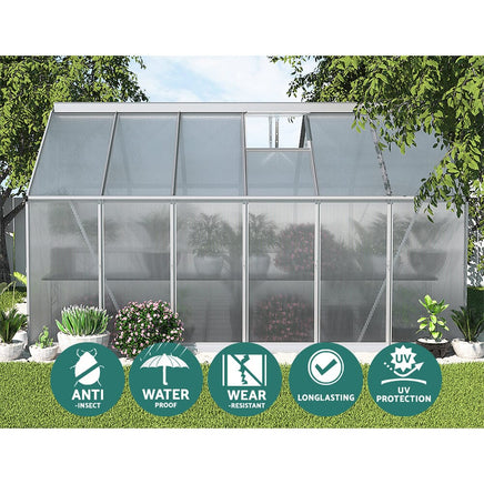 Green Fingers Greenhouse 3.6x2.5x1.95M Aluminium Polycarbonate Green House Garden Shed Home & Garden Kings Warehouse 