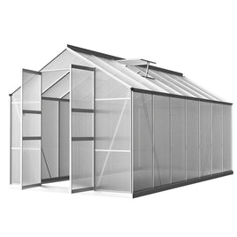 Green Fingers Greenhouse 4.1x2.5x2.26M Double Doors Aluminium Green House Garden Shed Home & Garden Kings Warehouse