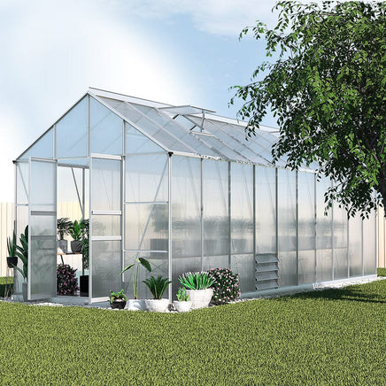 Green Fingers Greenhouse 6.03x2.44x2.68M Double Doors Aluminium Green House Garden Shed Home & Garden Kings Warehouse 