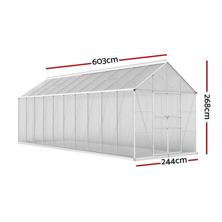 Green Fingers Greenhouse 6.03x2.44x2.68M Double Doors Aluminium Green House Garden Shed Home & Garden Kings Warehouse 