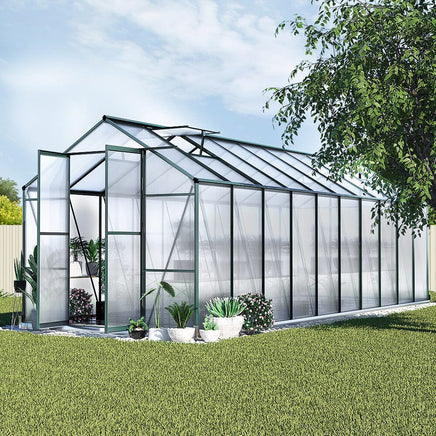 Green Fingers Greenhouse 6.3x2.44x2.1M Aluminium Polycarbonate Green House Garden Shed Home & Garden Kings Warehouse 