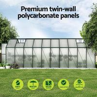 Green Fingers Greenhouse 6.3x2.44x2.1M Aluminium Polycarbonate Green House Garden Shed Home & Garden Kings Warehouse 