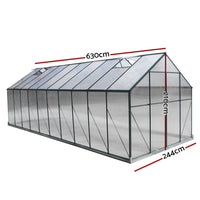 Green Fingers Greenhouse 6.3x2.44x2.1M Aluminium Polycarbonate Green House Garden Shed Home & Garden Kings Warehouse 