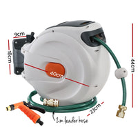Green Fingers Water Hose Reel 30M Retractable Garden Brass Spray Gun Auto Rewind Home & Garden Kings Warehouse 