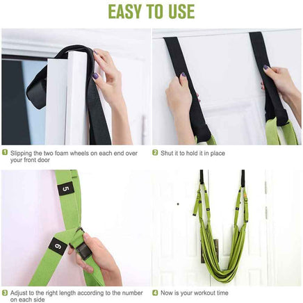 Green Fitness Yoga Strap Band Waist Trainer Leg Door Swing Adjustable Ballet Dancer Kings Warehouse 