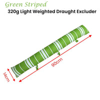 Green Striped 320g Light Weight Draught Excluder 90 x 14 cm Home & Garden Kings Warehouse 