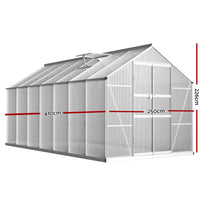 Greenfingers Greenhouse Aluminium Green House Garden Shed Polycarbonate 4.1x2.5M Green Houses Kings Warehouse 