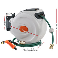 Greenfingers Water Hose Reel 20M Retractable Garden Brass Spray Gun Auto Rewind Home & Garden Kings Warehouse 
