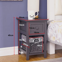 Grey Bedside Table with Wicker Basket Afterpay Day Kings Warehouse 