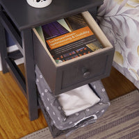 Grey Bedside Table with Wicker Basket Afterpay Day Kings Warehouse 