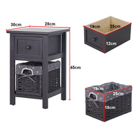 Grey Bedside Table with Wicker Basket Afterpay Day Kings Warehouse 