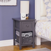 Grey Bedside Table with Wicker Basket Afterpay Day Kings Warehouse 