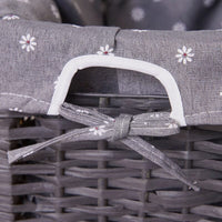 Grey Bedside Table with Wicker Basket Afterpay Day Kings Warehouse 