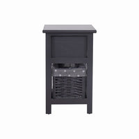 Grey Bedside Table with Wicker Basket Afterpay Day Kings Warehouse 