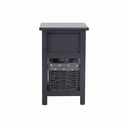 Grey Bedside Table with Wicker Basket Afterpay Day Kings Warehouse 