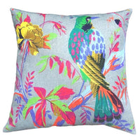 Grey cotton velvet bird design cushion cover 45x45 cm Kings Warehouse 