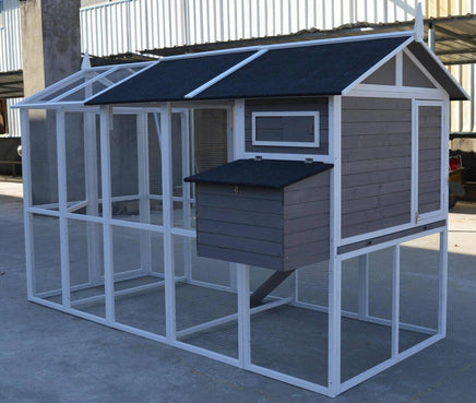 Grey XXL Chicken Coop Rabbit Guinea Pig Hutch Ferret Hen Cat Bird House Pet Care Kings Warehouse 
