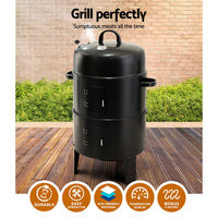 Grillz BBQ Grill 3-In-1 Charcoal Smoker Home & Garden Kings Warehouse 