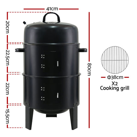 Grillz BBQ Grill 3-In-1 Charcoal Smoker Home & Garden Kings Warehouse 
