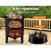 Grillz BBQ Grill 3-In-1 Charcoal Smoker Home & Garden Kings Warehouse 