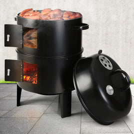 Grillz BBQ Grill 3-In-1 Charcoal Smoker Home & Garden Kings Warehouse 