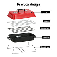 Grillz Charcoal BBQ Portable Grill Camping Barbecue Outdoor Cooking Smoker Kings Warehouse 