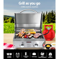 Grillz Portable 2 Burner Gas BBQ Sausage Sizzle Savings Kings Warehouse 