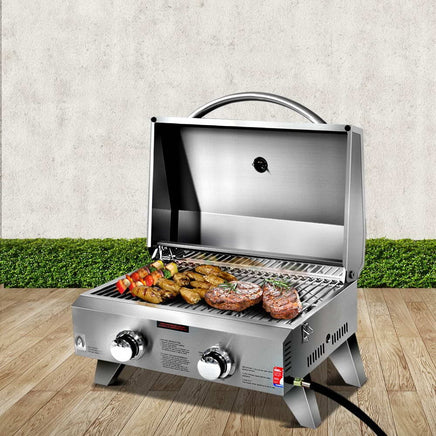 Grillz Portable 2 Burner Gas BBQ Sausage Sizzle Savings Kings Warehouse 