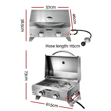 Grillz Portable 2 Burner Gas BBQ Sausage Sizzle Savings Kings Warehouse 