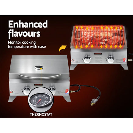 Grillz Portable Gas BBQ Grill 2 Burners with 2 Plates Home & Garden Kings Warehouse 