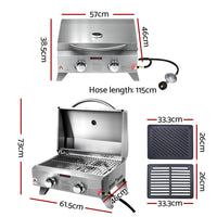 Grillz Portable Gas BBQ LPG Oven Camping Cooker Grill 2 Burners Stove Outdoor Summer Sale Kings Warehouse 