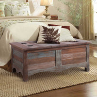 Gulmohar Coffee Table Antique Handcrafted Mango Wood Storage Trunk Chest Box living room Kings Warehouse 