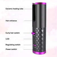 Hair Curler LCD Ceramic Cordless Auto Rotating Wireless Waver Curling Iron Salon Home & Garden Kings Warehouse 