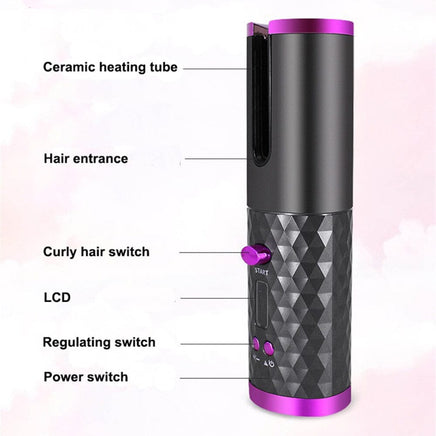 Hair Curler LCD Ceramic Cordless Auto Rotating Wireless Waver Curling Iron Salon Home & Garden Kings Warehouse 