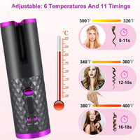 Hair Curler LCD Ceramic Cordless Auto Rotating Wireless Waver Curling Iron Salon Home & Garden Kings Warehouse 